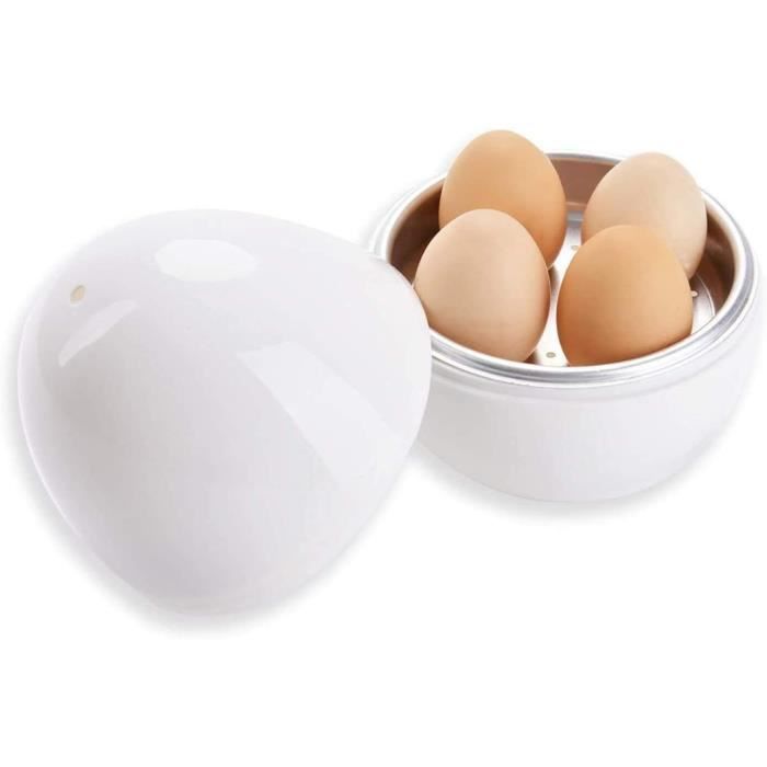 Pocheuses à œUfs,Cuit oeuf Micro Onde Cuiseur à oeufs Egg Boiler Cooker Microwave Rapide Cuit-œuf 4 oeufes pour cuisson,(Blanc)