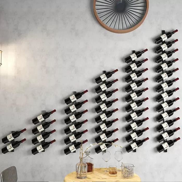 COSTWAY Étagère à Vin Murale 2 Étages - Casier à Bouteilles Design Élégant Brun Pour Cuisine Et Salon