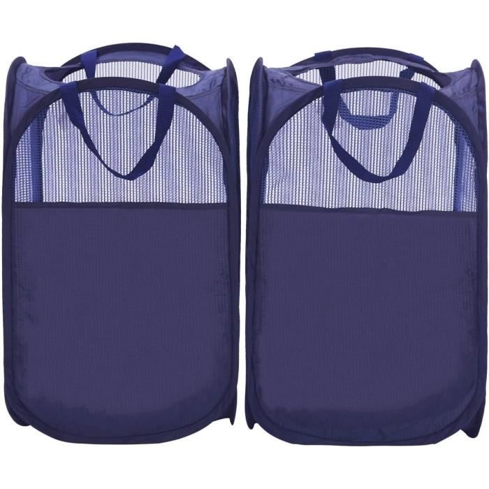 Lot De 2 Paniers à Linge Pliables En Maille - Avec Poignées, Parfaits Pour Chambre, Dortoir, Voyage - 14