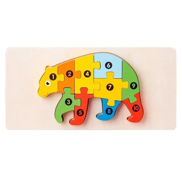Puzzle En Bois Double Face Enfant 2 En 1 - Animaux Et Dinosaures, Pour 3 à 5 Ans (jouet Montessori)