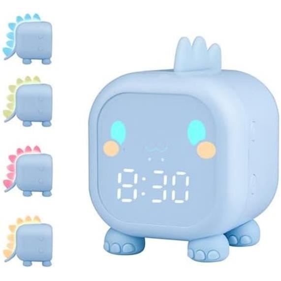 Réveil Enfant Lumineux LED Numerique Veilleuse Fille Garcons Jour Nuit Enfant Volume Réglable Snooze Réveil en USB Charge（Vert）