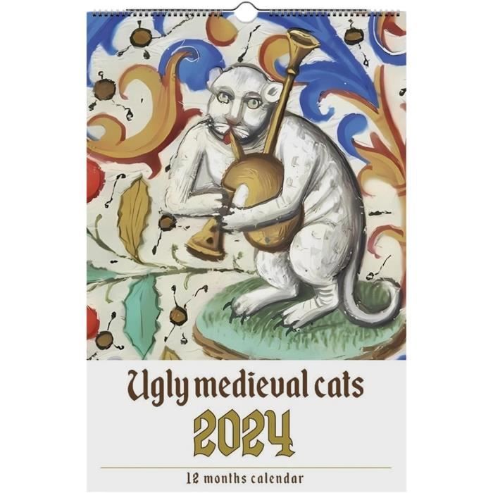Ugly Medieval Cats Calendar,2024 Calendrier Mural Drôle De Peintures De