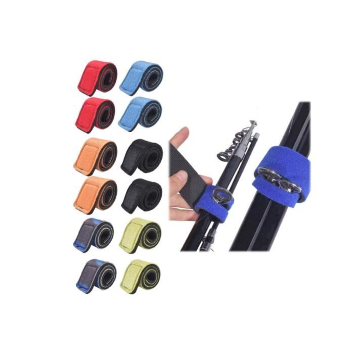 Nelxsene 12 Sangles De Canne à Pêche – 6 Couleurs – Scratch Réglable – Néoprène – Protection Et Rangement