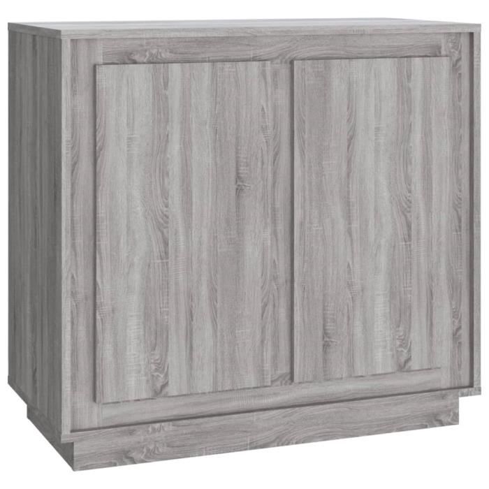 Buffet sonoma gris - Meuble de salon - 80x34x75 cm - 4 portes - Style classique - Intemporel