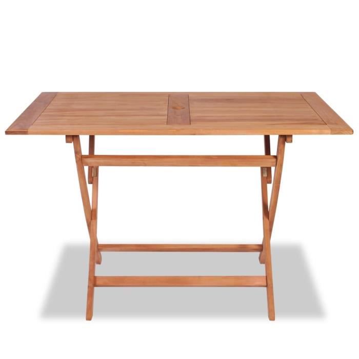 Table pliable de jardin en bois de teck MEY - 120x70x75 cm - résistante aux intempéries