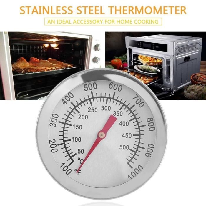 Thermomètre Four Jzhen Acier Inoxydable - Pour BBQ, Gril, Fumoir | Cadran 75mm, Lecture Facile