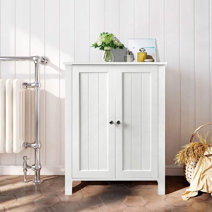 Armoire De Salle De Bain Meuble De Rangement 3 Etageres 2 Portes