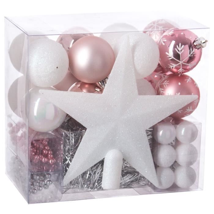 Kit Deco Pour Sapin De Noel 44 Pieces Rose Blanc Et Gris Achat Vente Boule De Noel Bientot Le Black Friday Cdiscount