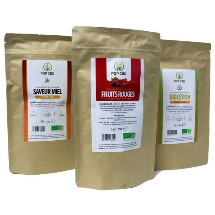 Pack 3 Infusions Bio POP CBD au Chanvre CBD :