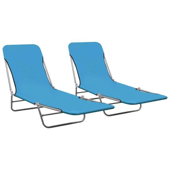 home🌊excellent moderne - lot de 2 chaises longues pliables transat bains de soleil - chaise longue de jardin terrasse chaise 7934