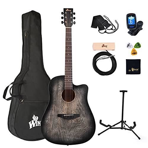 Winzz Guitare Acoustique 4/4 Débutant, Guitare Country et Folk 41 Pouces (Gravure Vintage)
