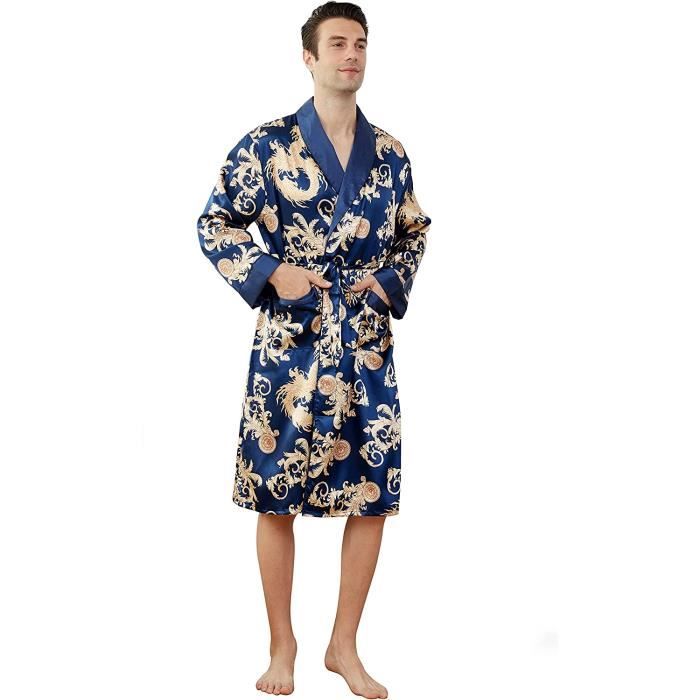 Hommes Doux Kimono Yukata COTON Japonais Peignoir Robe De Chambre Robe Manches 3/4 Nightwear 
