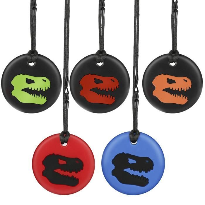 5 pièces Collier à mâcher sensoriel pour enfants autisme / TDAH / bébés de dentition / moteur