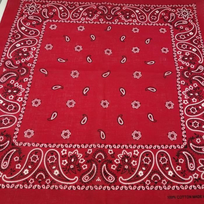 Bandana Rouge Motif Cachemire Paisley 19x19 Pouces - PMLAND - 100% Polyester