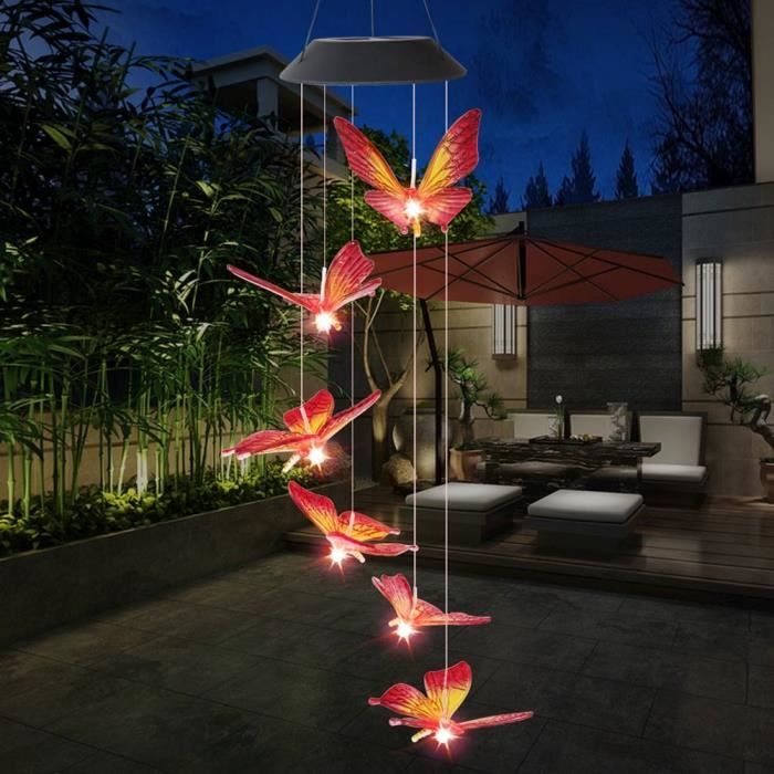 ZJCHAO lampe de carillon de vent LED solaire coloré changeant de carillons de vent lumière nuit suspension lampe pour jardin de