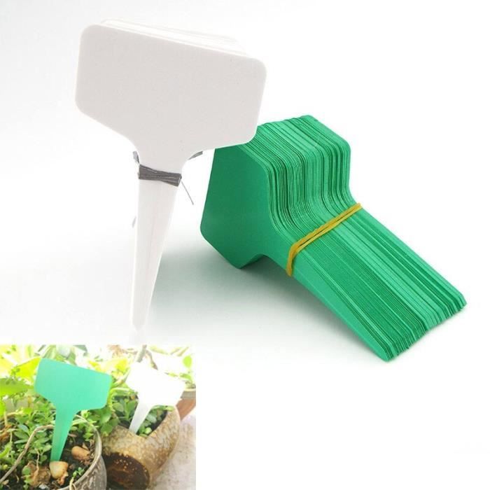 Com-four® 100 Étiquettes Pour Plantes Avec Crayon - 12 Cm - Blanc - Idéal Jardin Et Balcon
