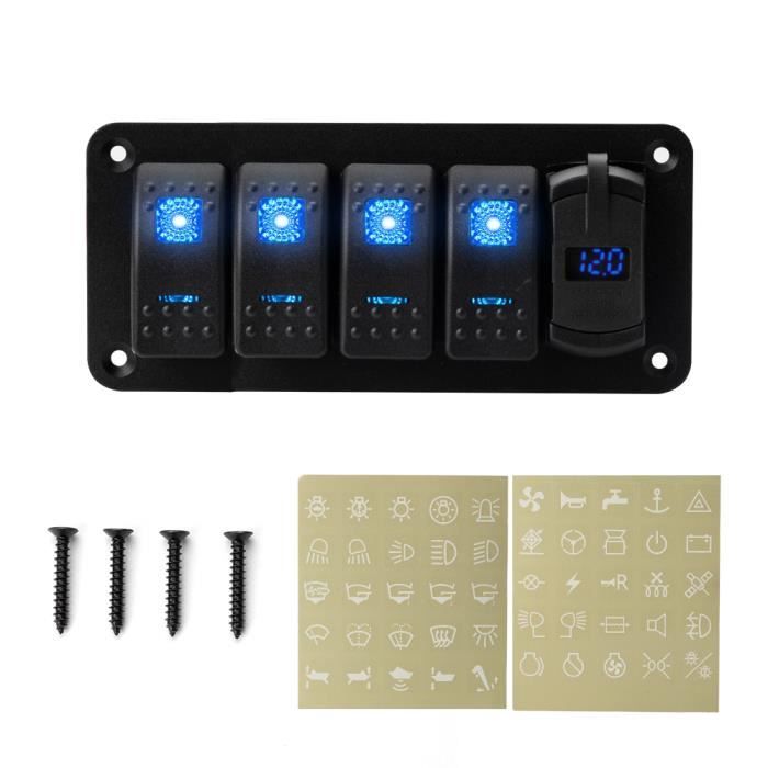 Interrupteur à Bascule LED Bleu - Lot De 3 - 12V/20A, 4 Broches - Pour Voiture, Bateau, Moto - Installation Facile