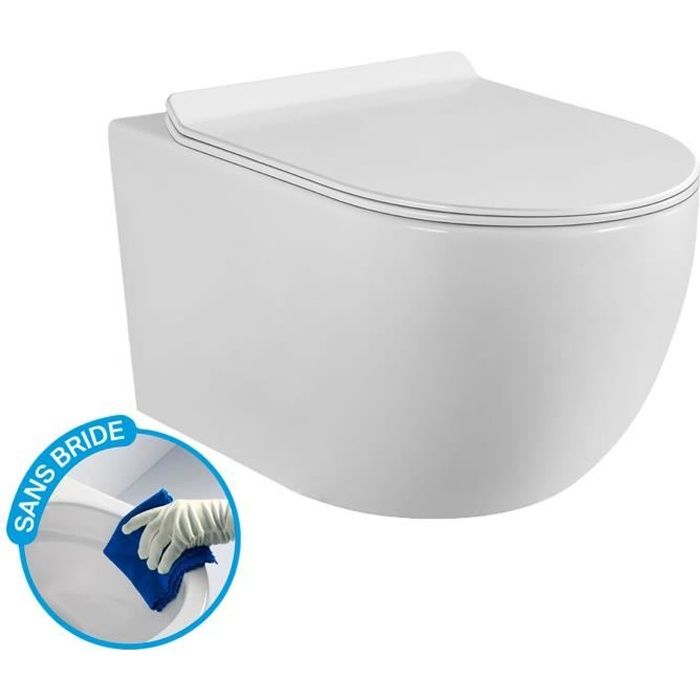 Sogood WC suspendu blanc cuvette céramique toilette abattant