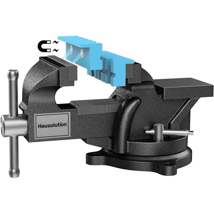 Étau D'Établi 80 Mm – Mâchoires Acier Trempé, Base Pivotante 360°, Idéal Menuiserie, Métal Et Perçage