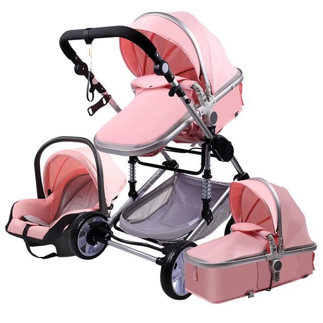 Landau De Luxe 3 En 1 Pour Bebe Poussette Portable De Voyage Pliante Voiture Haute Paysage Pour Nouveau Ne Pink Cdiscount Puericulture Eveil Bebe