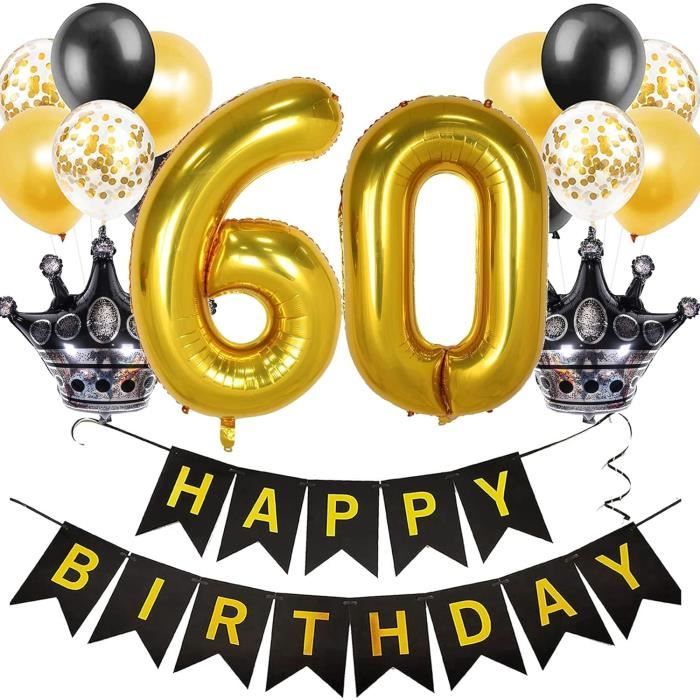 Décoration De Table D'Anniversaire - 9 Pièces - Noir Et Doré