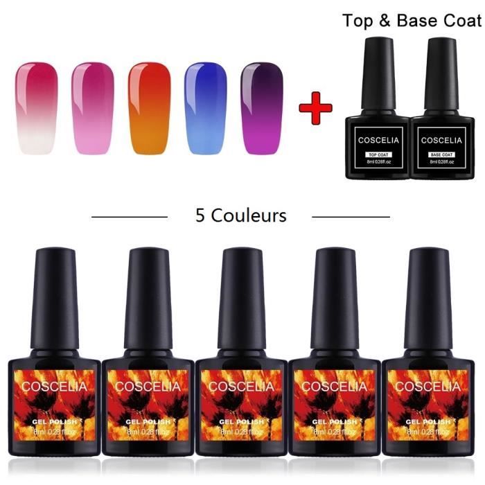 Vernis Gel Semi Permanent Température Changement Couleur Vernis à Ongles Base Coat Top Coat Manucure Kit
