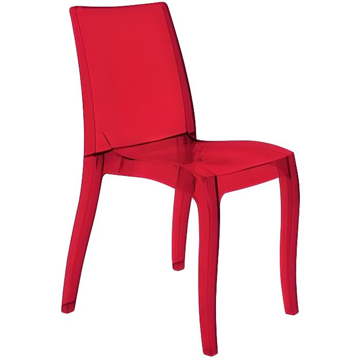 chaise salle à manger bar transparent empilable cristal light polycarbonate grand soleil design, couleur: rouge transparent