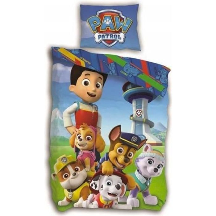 pat patrouille wouf parure de lit enfant housse de couette coton cdiscount maison