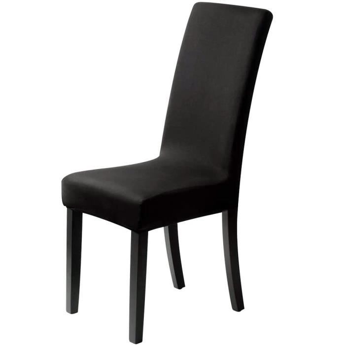 Housse de Chaise Salle à Manger Noir 2 pcs Couverture de Chaise Extensible Universel Moderne Couvre pour hôtel Hôtel Banquet