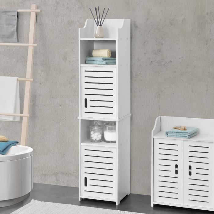 Meuble Colonne Pour Salle De Bain Mora 135 x 32 x 32 cm Blanc
