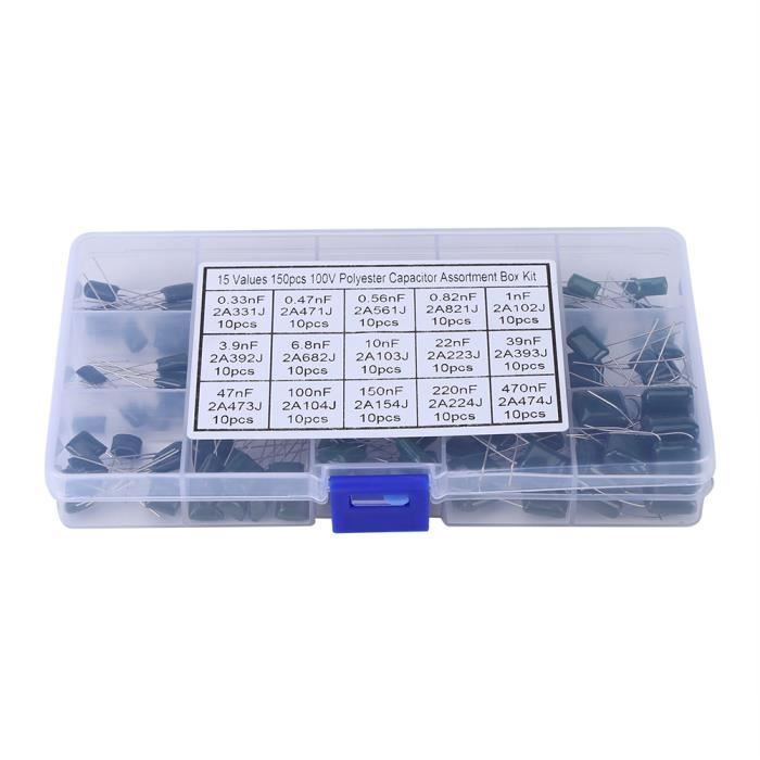 10 Condensateurs Polyester KEMET – 0,1µF / 160V, Série MKT, Pour électronique