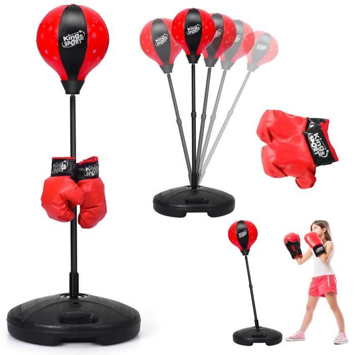 GIANTEX Punching-Ball sur Pied Réglable en Hauteur avec Base Grande et Gants de Protection pour Formation Physique