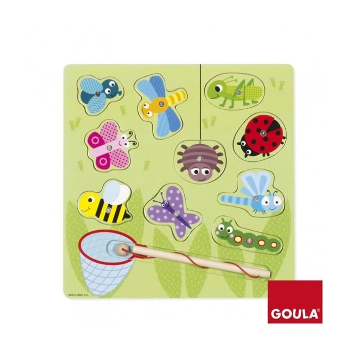 Puzzle en bois magnétique - GOULA - Petites bêtes - 10 pièces - Enfant - Multicolore