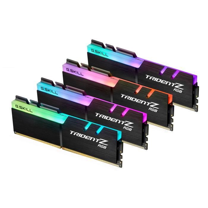 Vente Memoire PC GSKILL Mémoire PC Trident Z RGB - DDR4 - Kit de 64 Go (4 x 16 Go) - 2400 MHz - C15 pas cher Vente Memoire PC GSKILL Mémoire PC Trident Z RGB - DDR4 - Kit de 64 Go (4 x 16 Go) - 2400 MHz - C15 pas cher