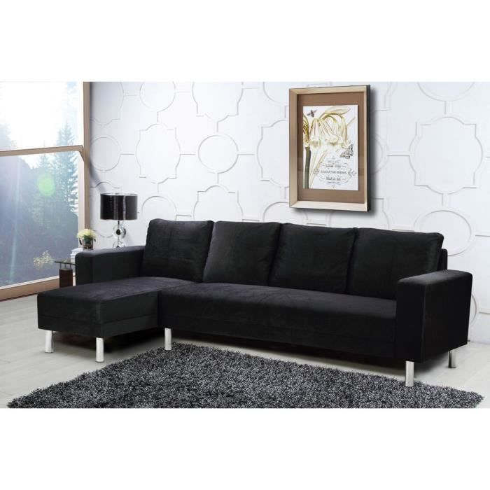 Canape D Angle Tissu Reversible Rio 5 Places Noir Achat Vente Canape Sofa Divan Cdiscount