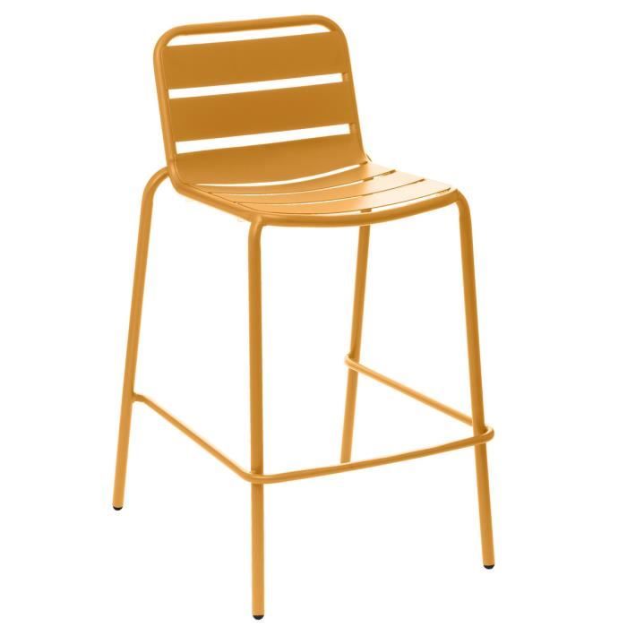 chaise de bar empilable phuket ocre - hespéride - acier - extérieur