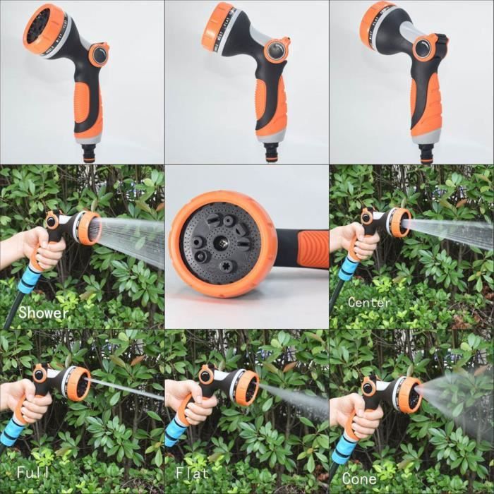 Pistolet D'Arrosage Haute Pression QWORK - 9 Fonctions, Métal, Poignée Ergonomique - Pour Jardin Et Voiture - 7