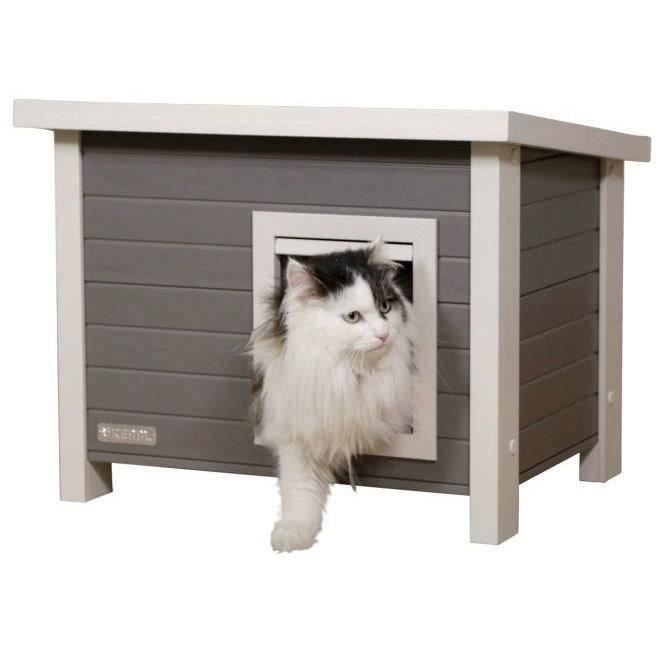 Kerbl Maison pour chat - ECO Eli - Gris / Blanc - 57 x 45 x 43 cm