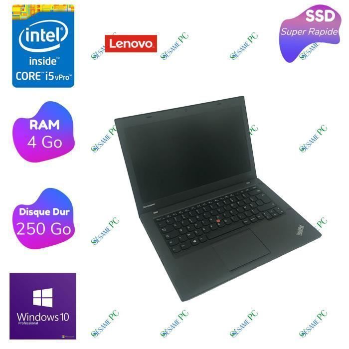 Lenovo T440 – Intel Core i5 4300U – RAM 4 Go – SSD 250 Go – 14 – Windows 10 professionnel  – ORDINATEUR PORTABLE