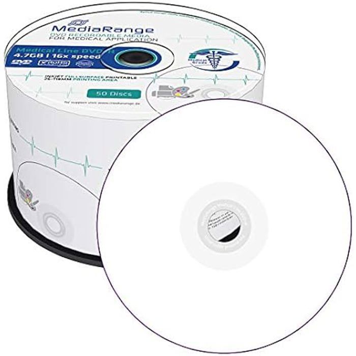 DVD-R Médical - MediaRange - MR429 - 16x - 50 Disques - Imprimable Jet dencre