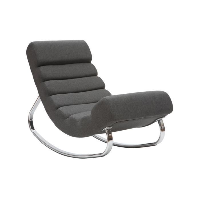 Miliboo Fauteuil Rocking Chair Design En Tissu Gris Fonce Taylor Cdiscount Maison
