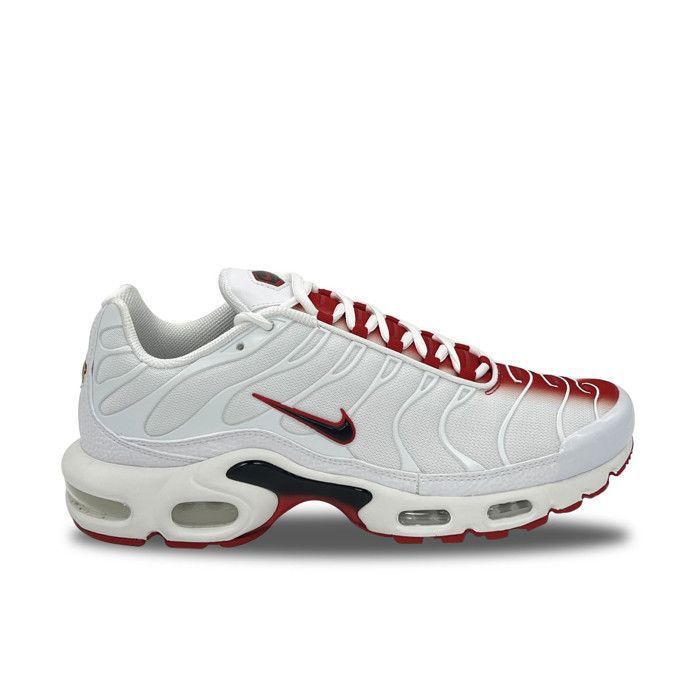 Baskets Nike Air Max Plus TN Blanc Rouge 45 1 2 Lacets Homme Cuir