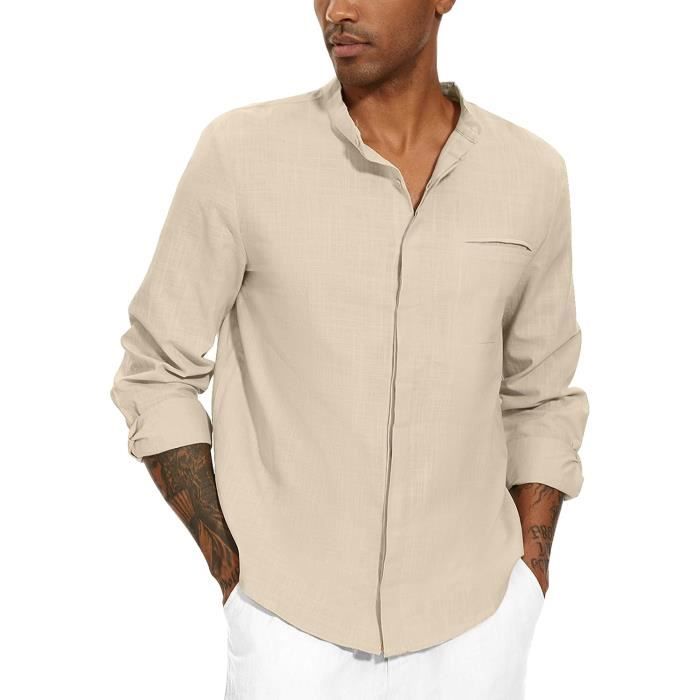 Chemise lin kaki on sale homme