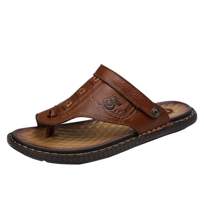 Sandales Homme Confort Été - Semelle Orthopédique Respirante - Design Bohème Bout Ouvert - Pour Plage Et Marche