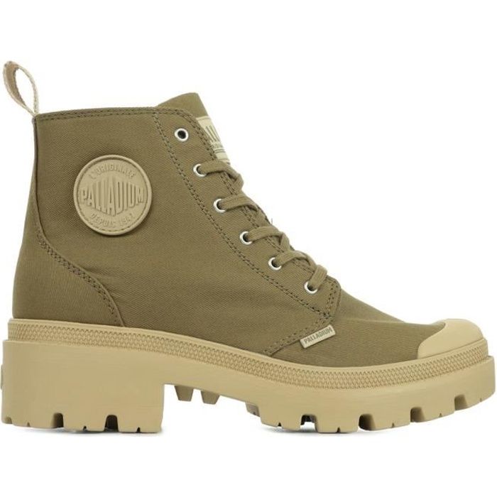 Boots Palladium Pallabase Twill Femme Vert Compens