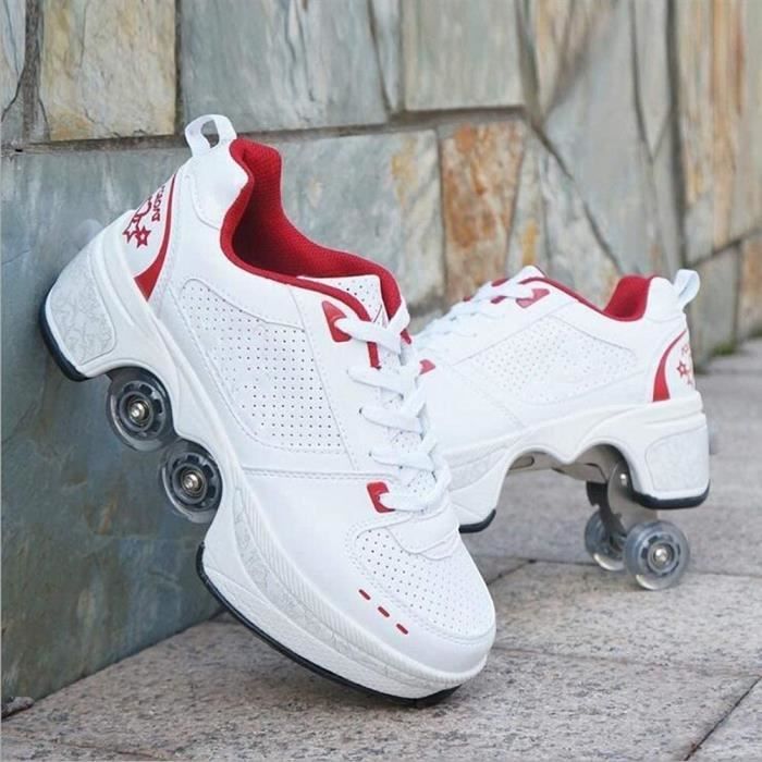 Chaussures à Roulettes Enfants 2 En 1 - Baskets Rétractables Avec Roues Doubles - Unisexe, Ajustables