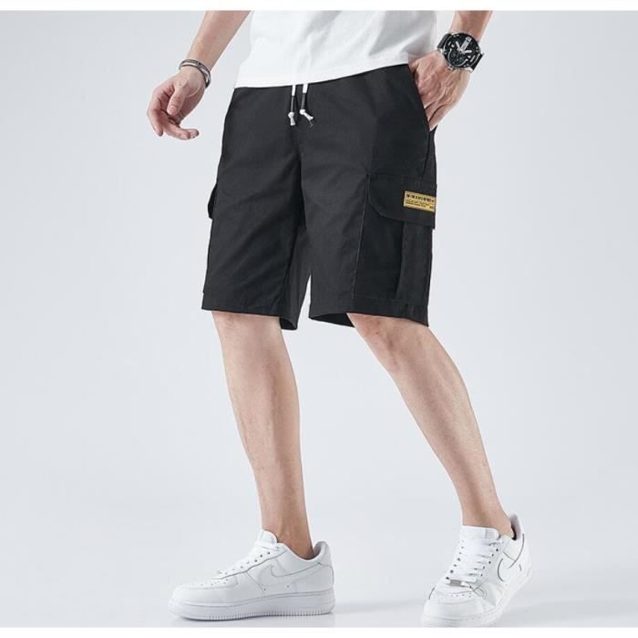 Short Sport Coton Homme Ample – Short Plage Été Respirant – Taille Élastique – Couleur Unie Décontracté