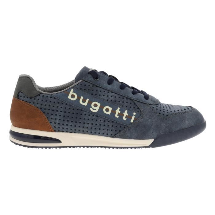 Sneakers - BUGATTI - Cuir - Bleu marine - Tige basse - Lacets élastiqués