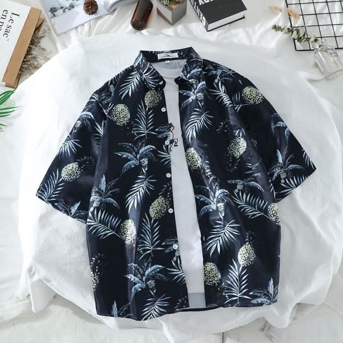 Chemise Hawaïenne Homme Manches Courtes - Motif Perroquet, Polyester Léger, Col écarté, Style Plage Rétro - 12