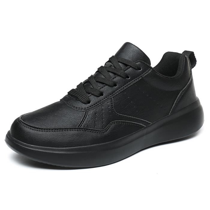 basket homme confortable chaussures décontractées antidérapantes en cuir all-match,noir